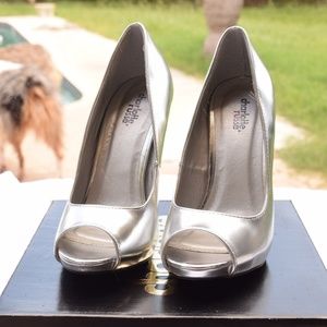 Charlotte Russe Silver Peep Toe Heels